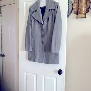 Nine West Wool Gray Coat with Tailored Fit and Notched Lapels